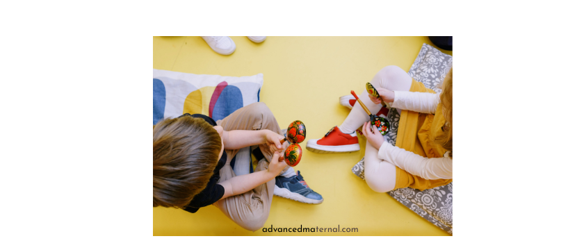 Image shows two preschool children playing